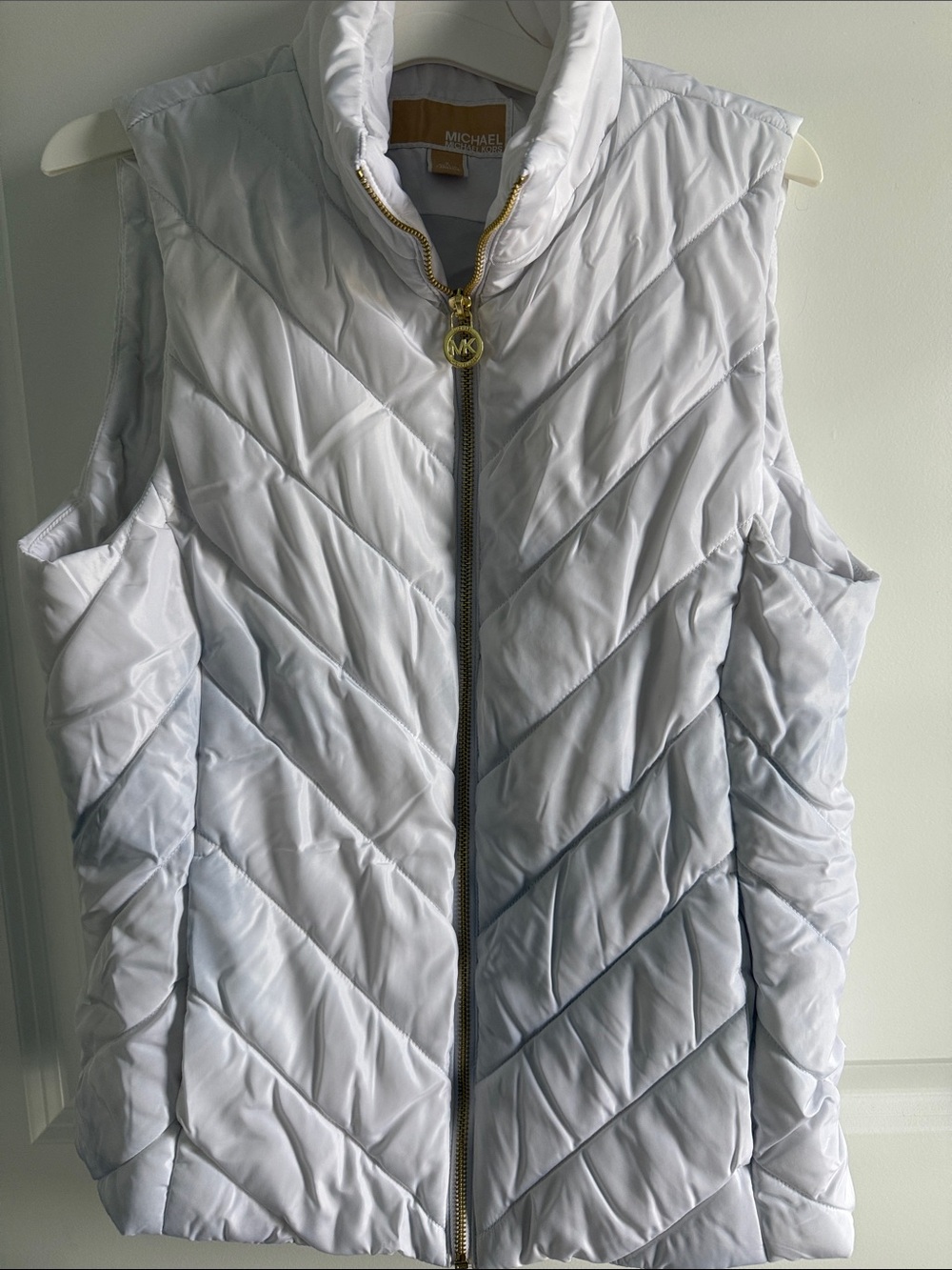 Michael Kors White Quilted Puffer Vest with Gold Hardware